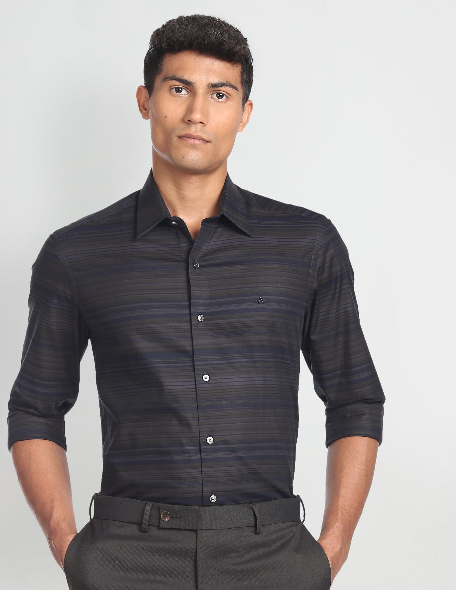 Arrow Newyork Horizontal Stripe Twill Shirt
