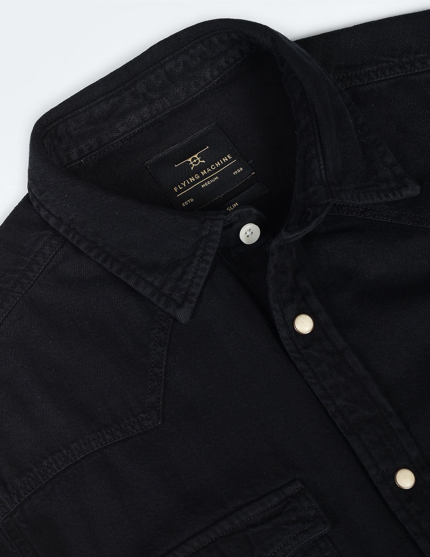 Flying Machine Patch Pocket Solid Shirt