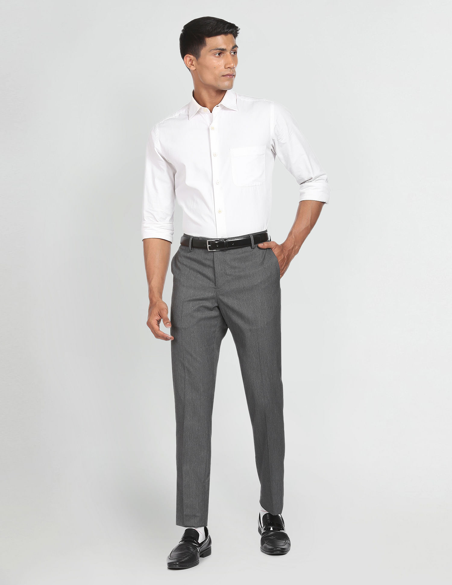 Arrow Heathered Hudson Tailored Fit Trousers