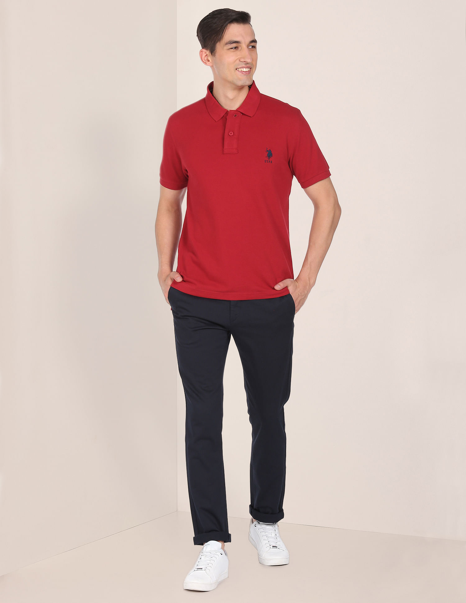 Buy U.S. Polo Assn. Ribbed Collar Solid Polo Shirt - NNNOW.com