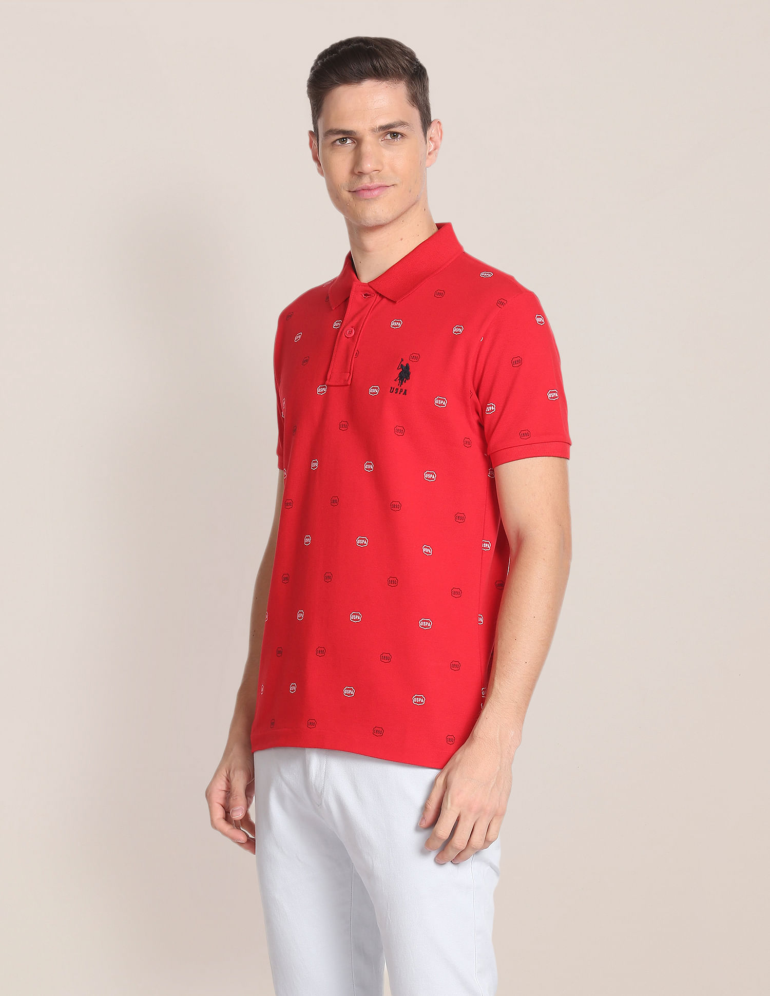 U.S. POLO ASSN. Brand Print Cotton Polo Shirt