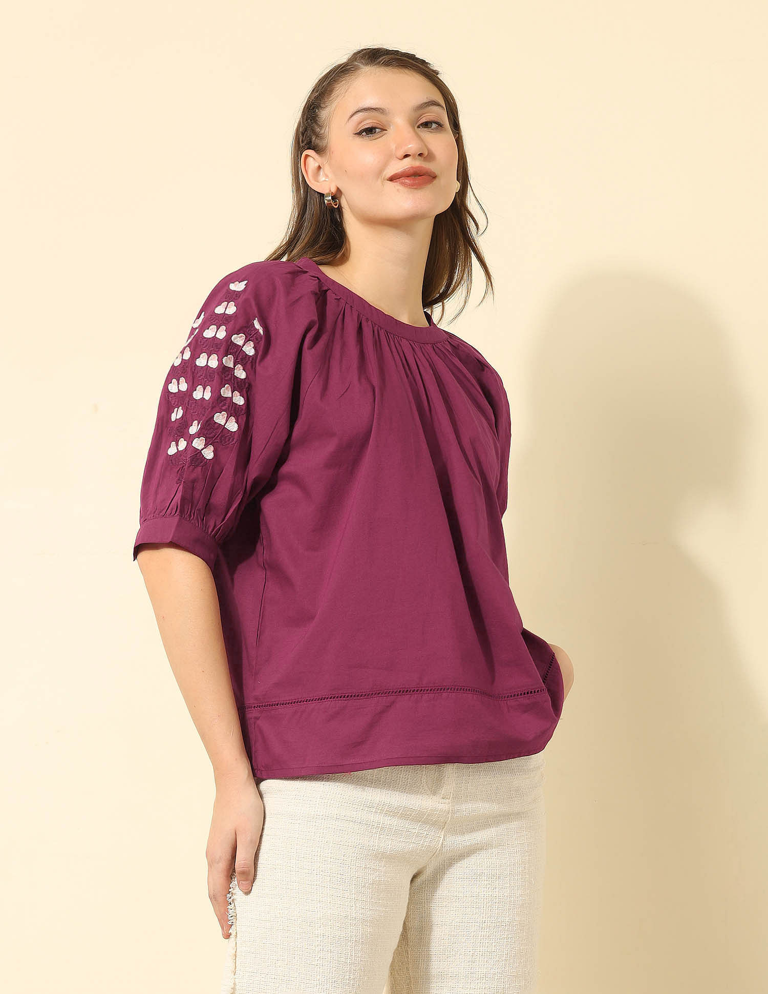 U.S. Polo Assn. Women Top With Sleeve Embroidery