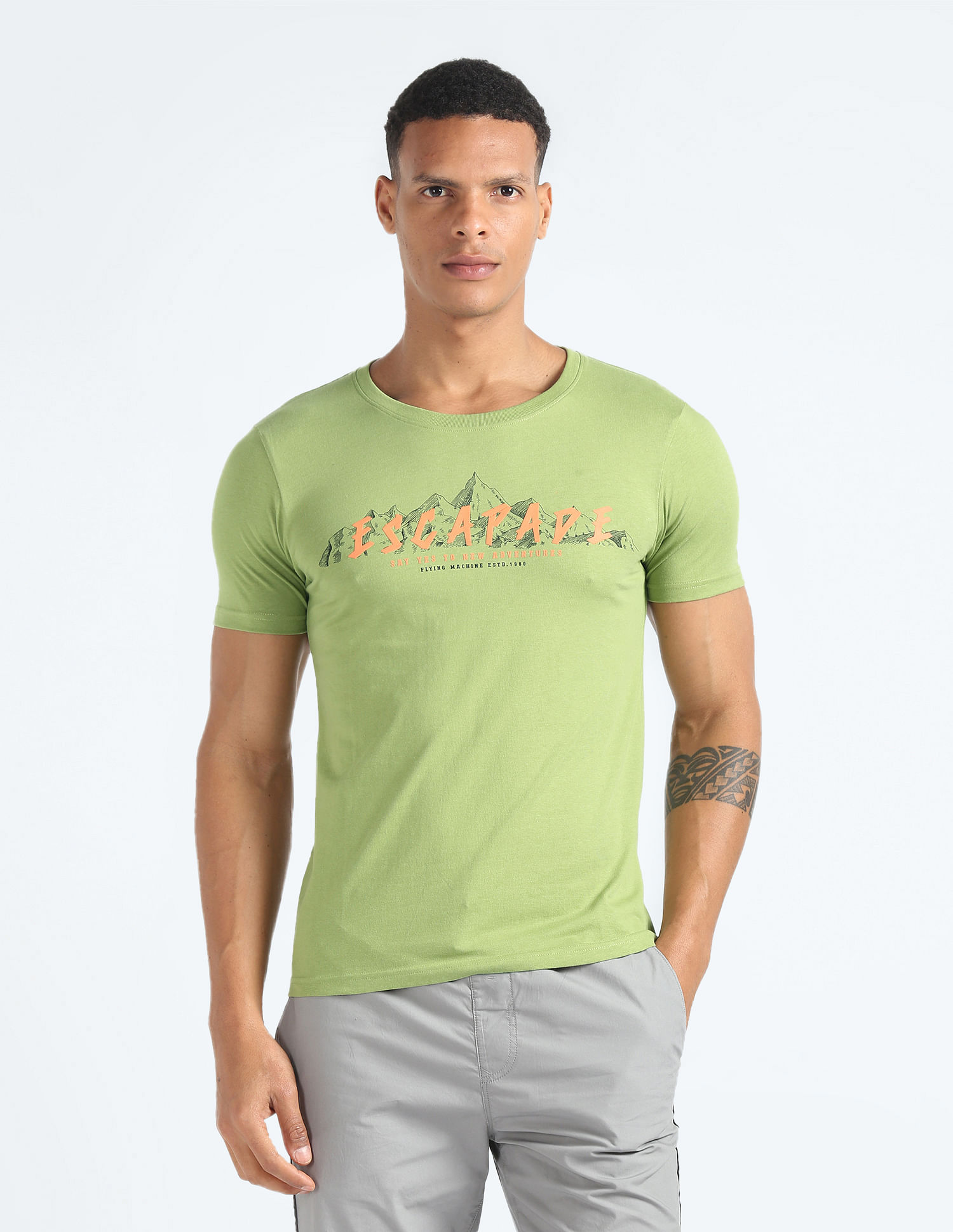 Flying Machine Graphic Print Cotton T-Shirt