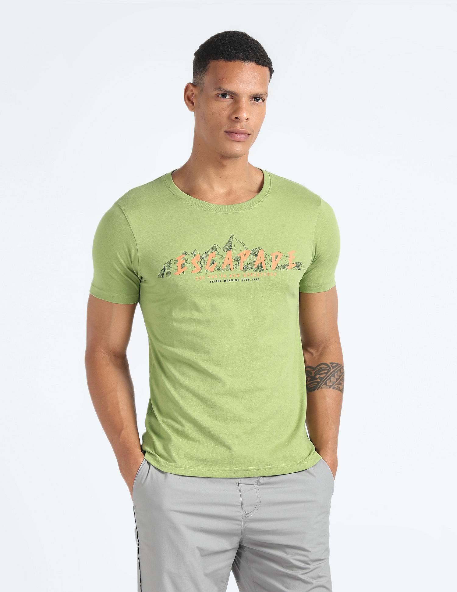 Flying Machine Graphic Print Cotton T-Shirt