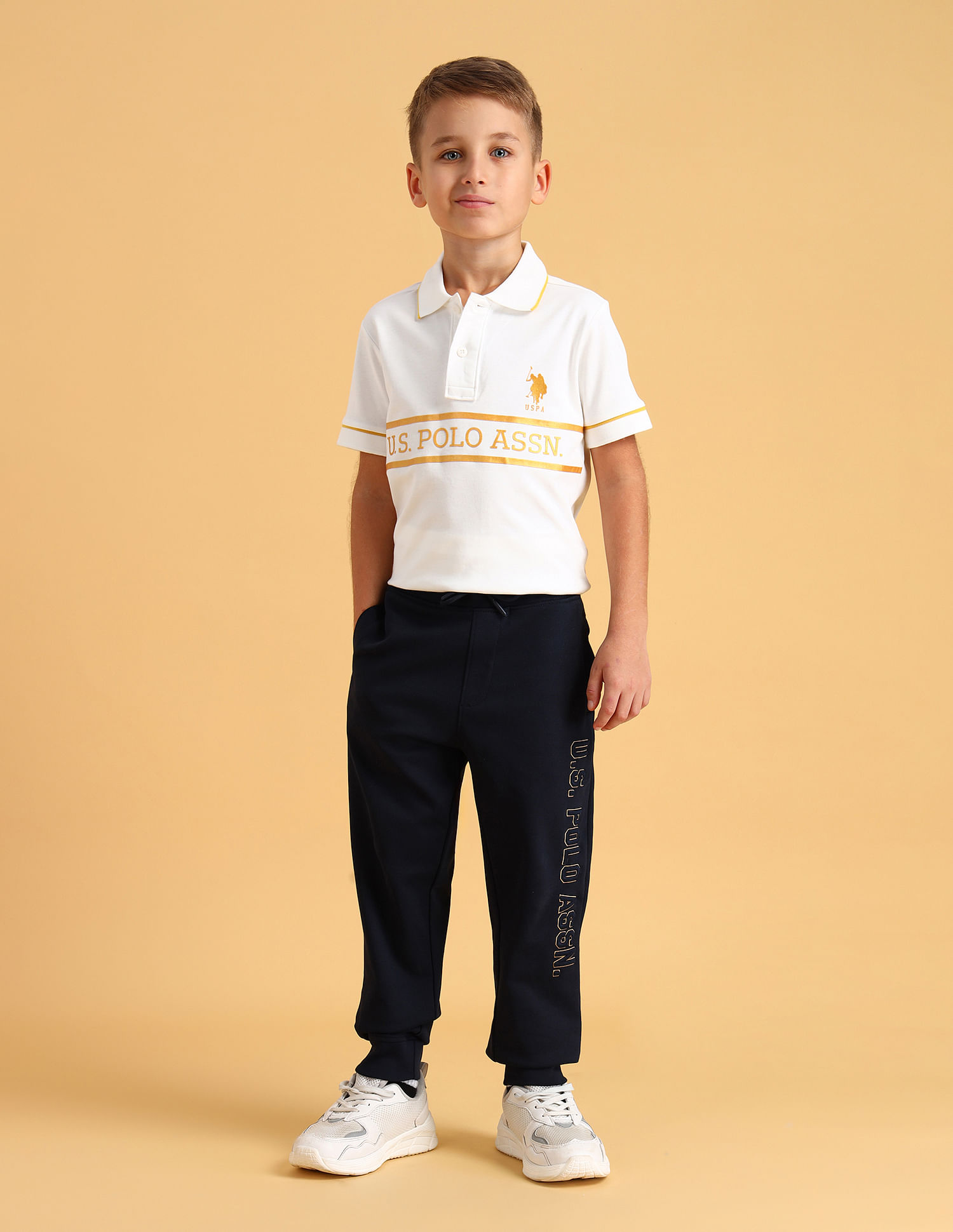 U.S. Polo Assn. Kids Boys Brand Embroidered Regular Fit Joggers