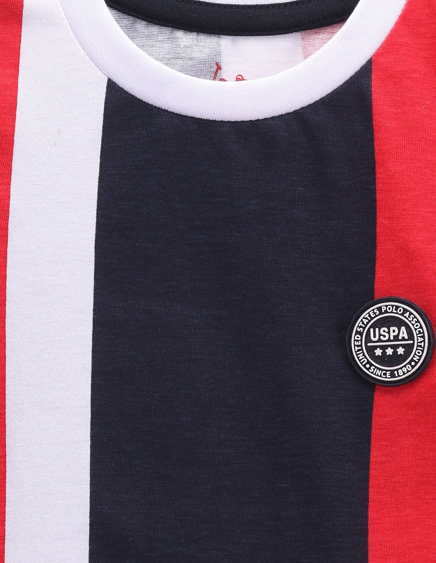 U.S. Polo Assn. Kids Boys Colour Block Cotton T-Shirt