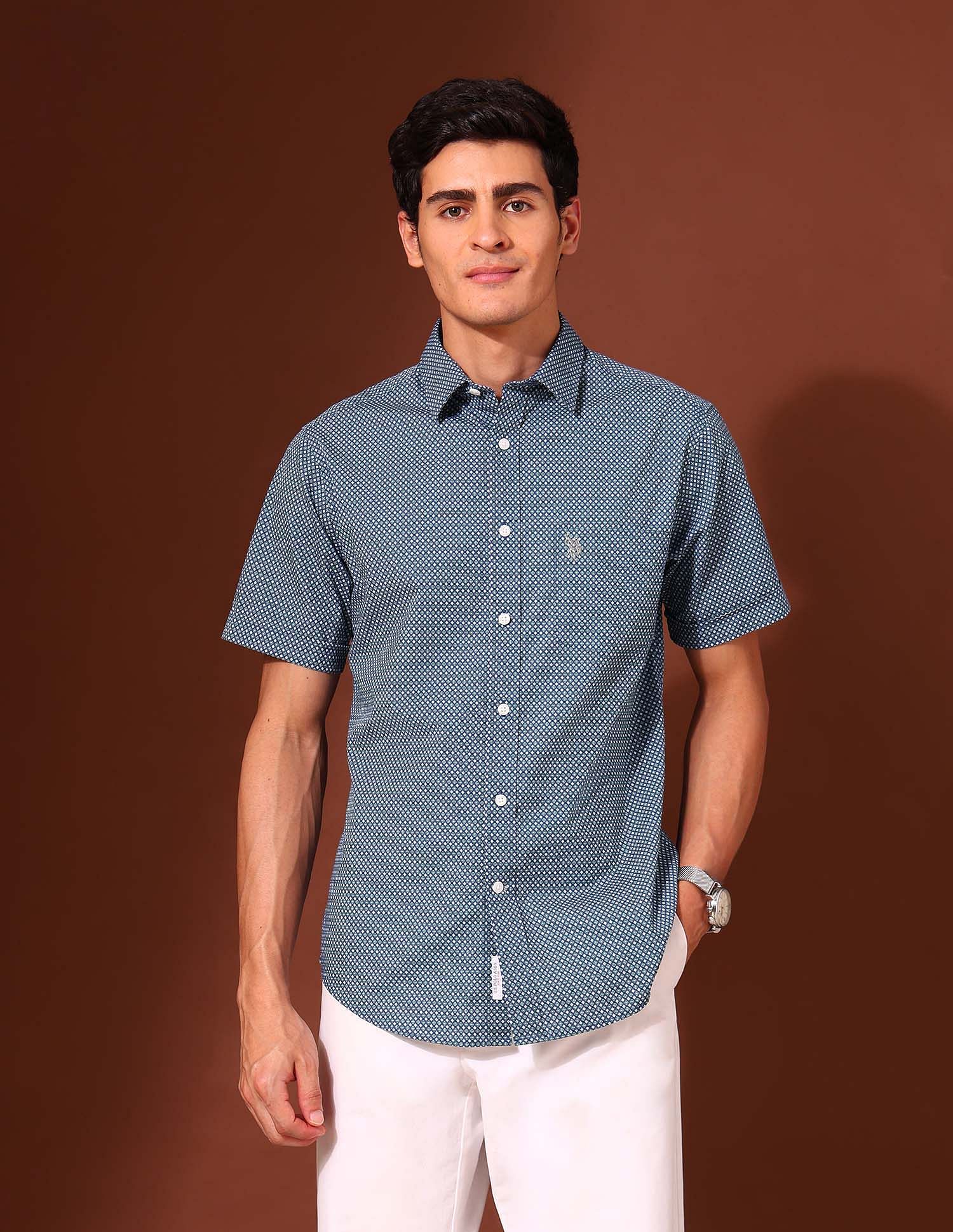 U.S. Polo Assn. Geometric Printed Tailored Fit Shirt