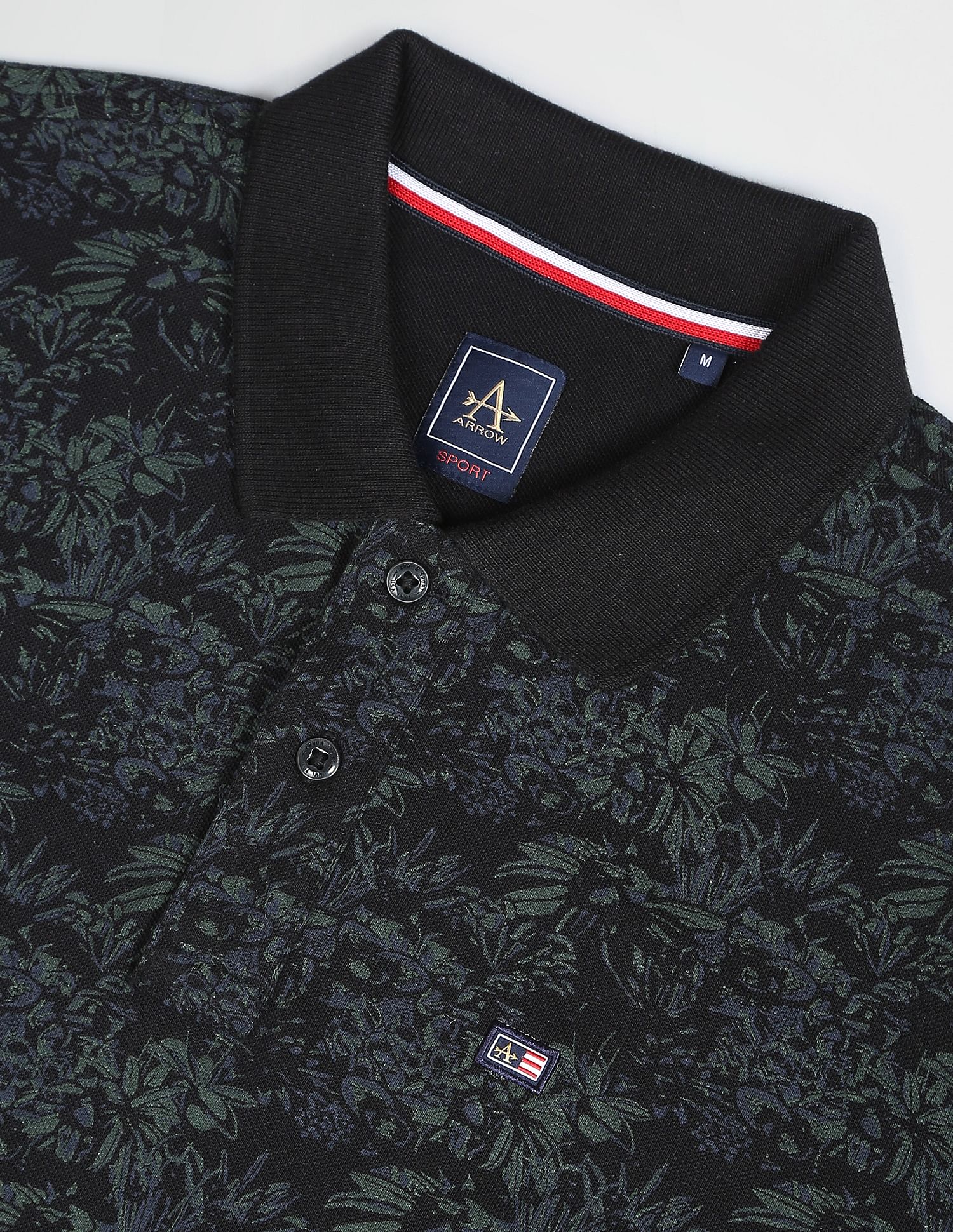Arrow Sports Floral Print Cotton Pique Polo Shirt