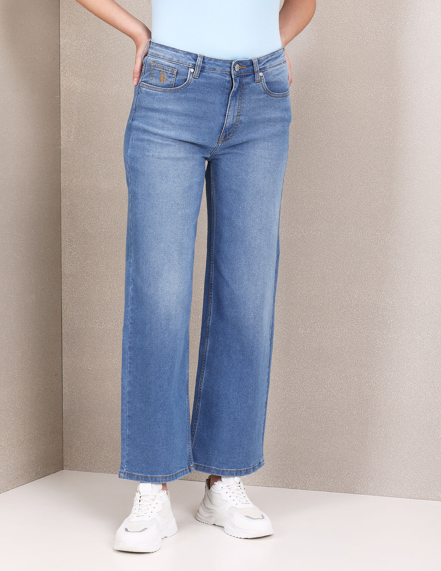 U.S. Polo Assn. Women High Rise Wide Leg Jeans