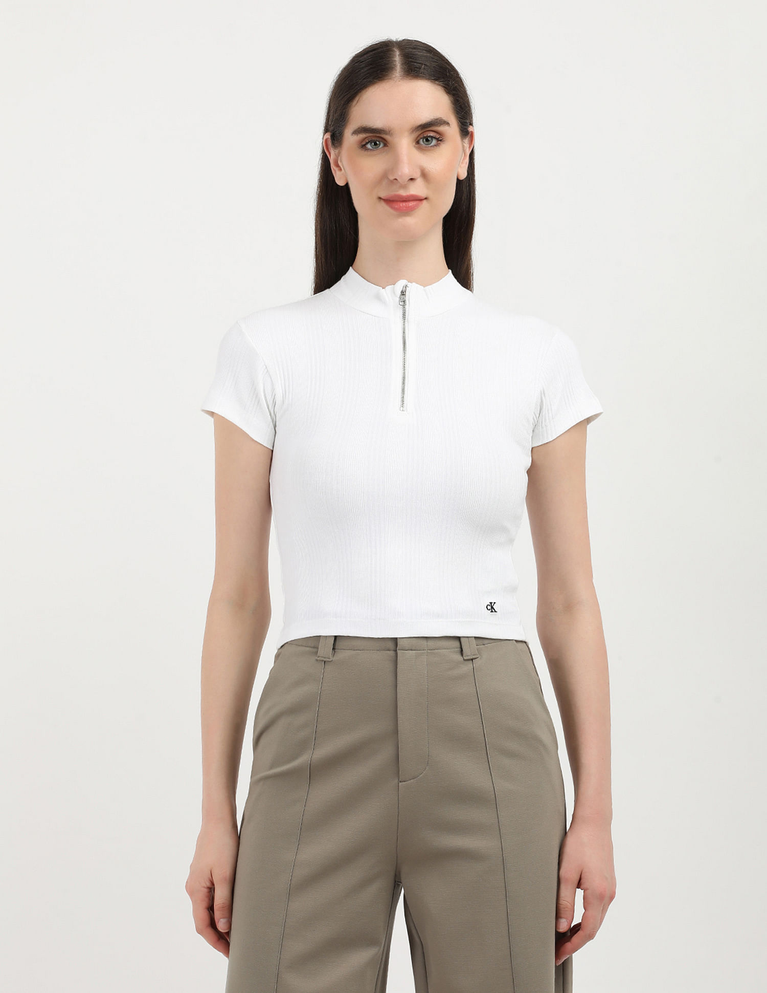 Calvin Klein Jeans Variegated Rib Half Zip Top