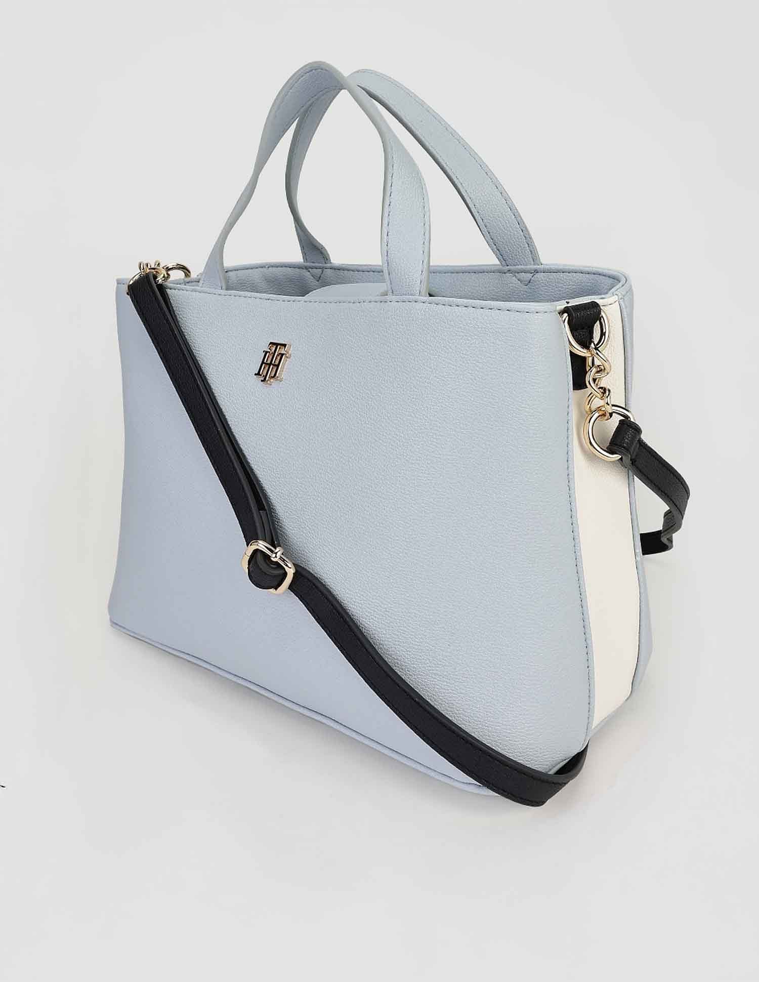 Tommy Hilfiger Solid Blue PU Hand Bags