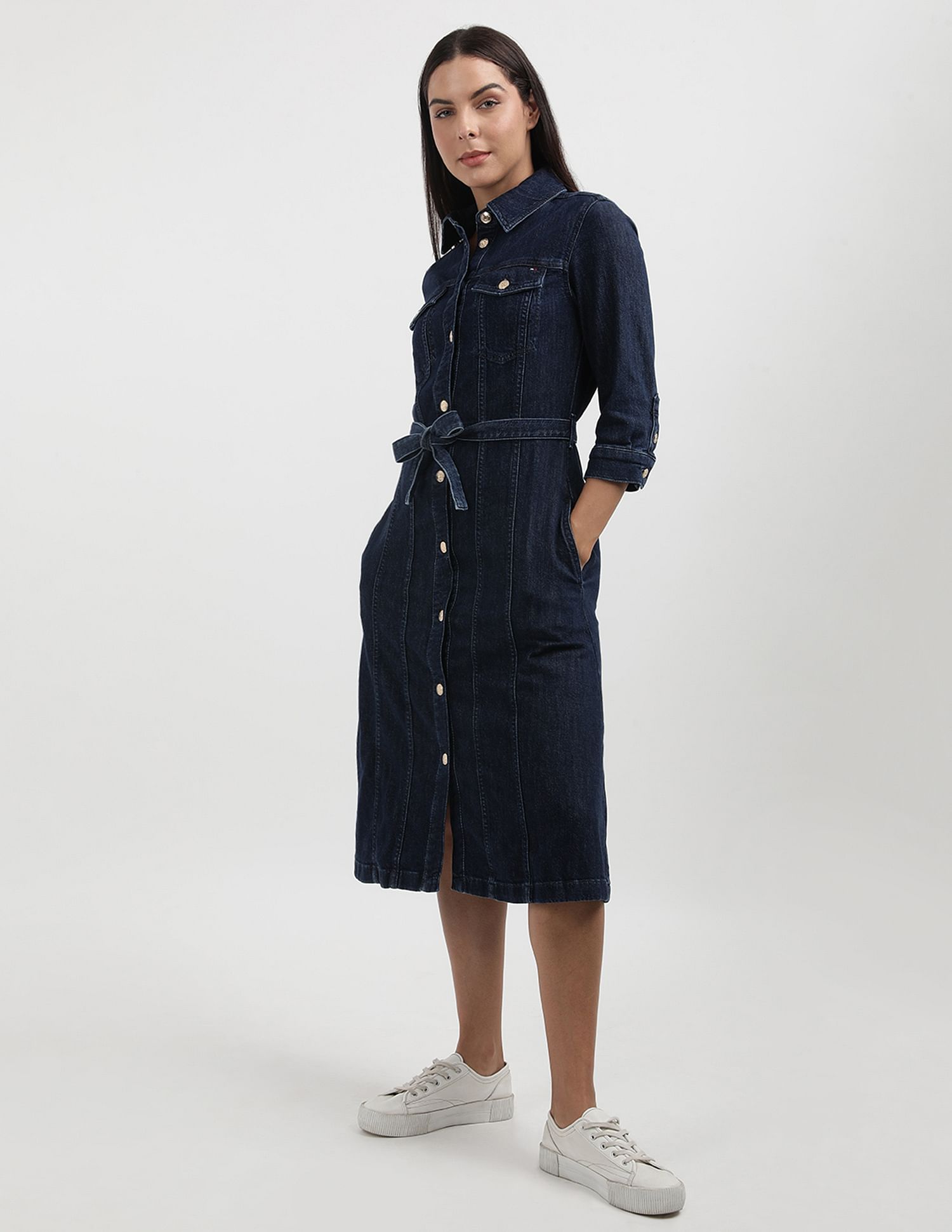Tommy Hilfiger Belted Regular Fit Midi Dress