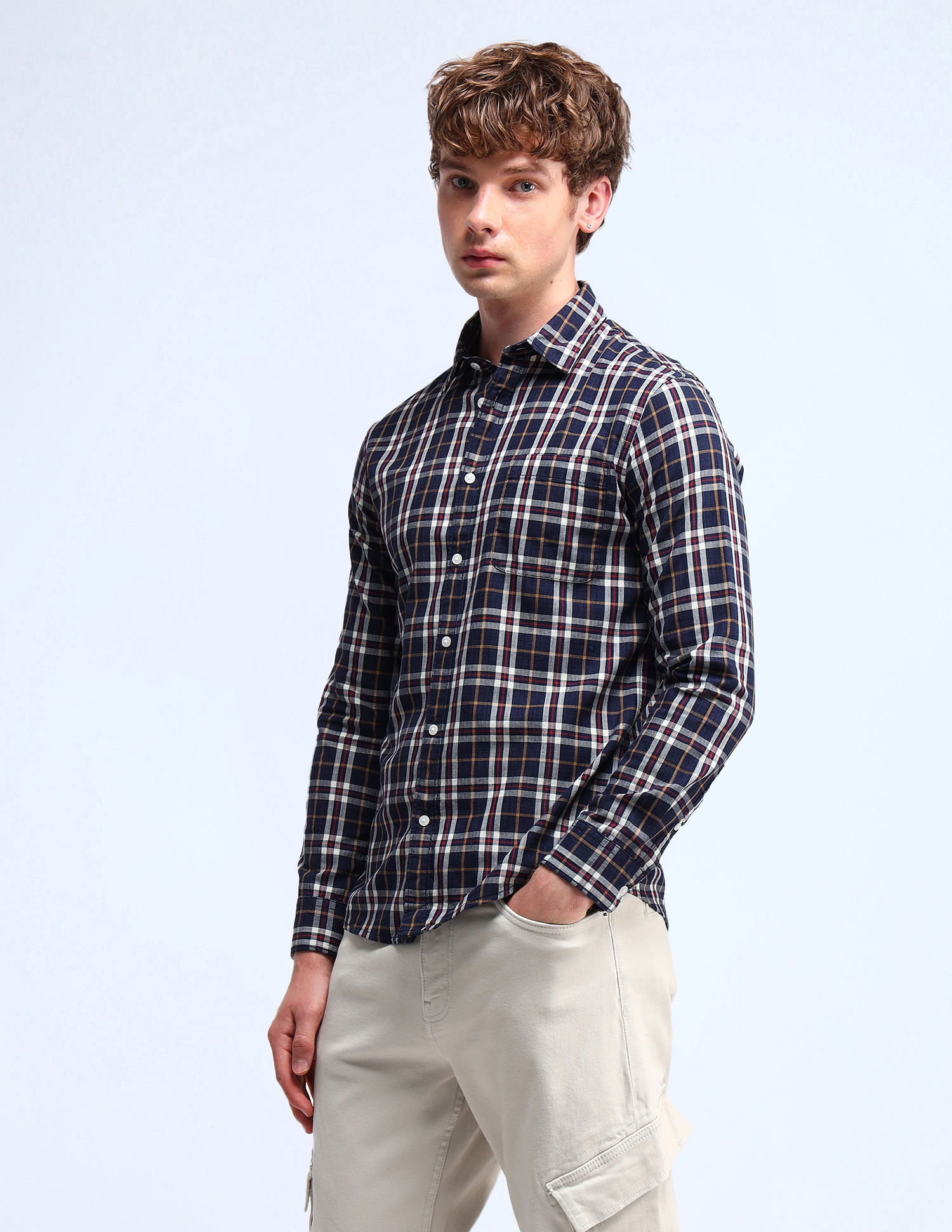 Flying Machine Slim Fit Dobby Checked Shirt