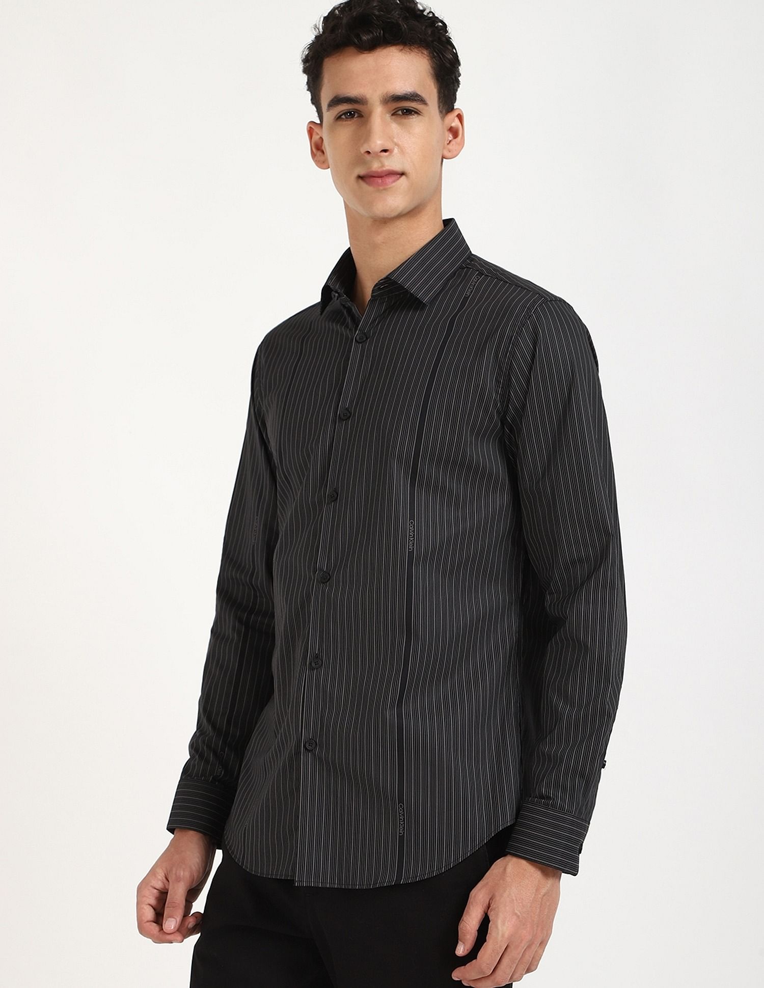Calvin Klein Jeans Striped Slim-Fit Cotton Shirt