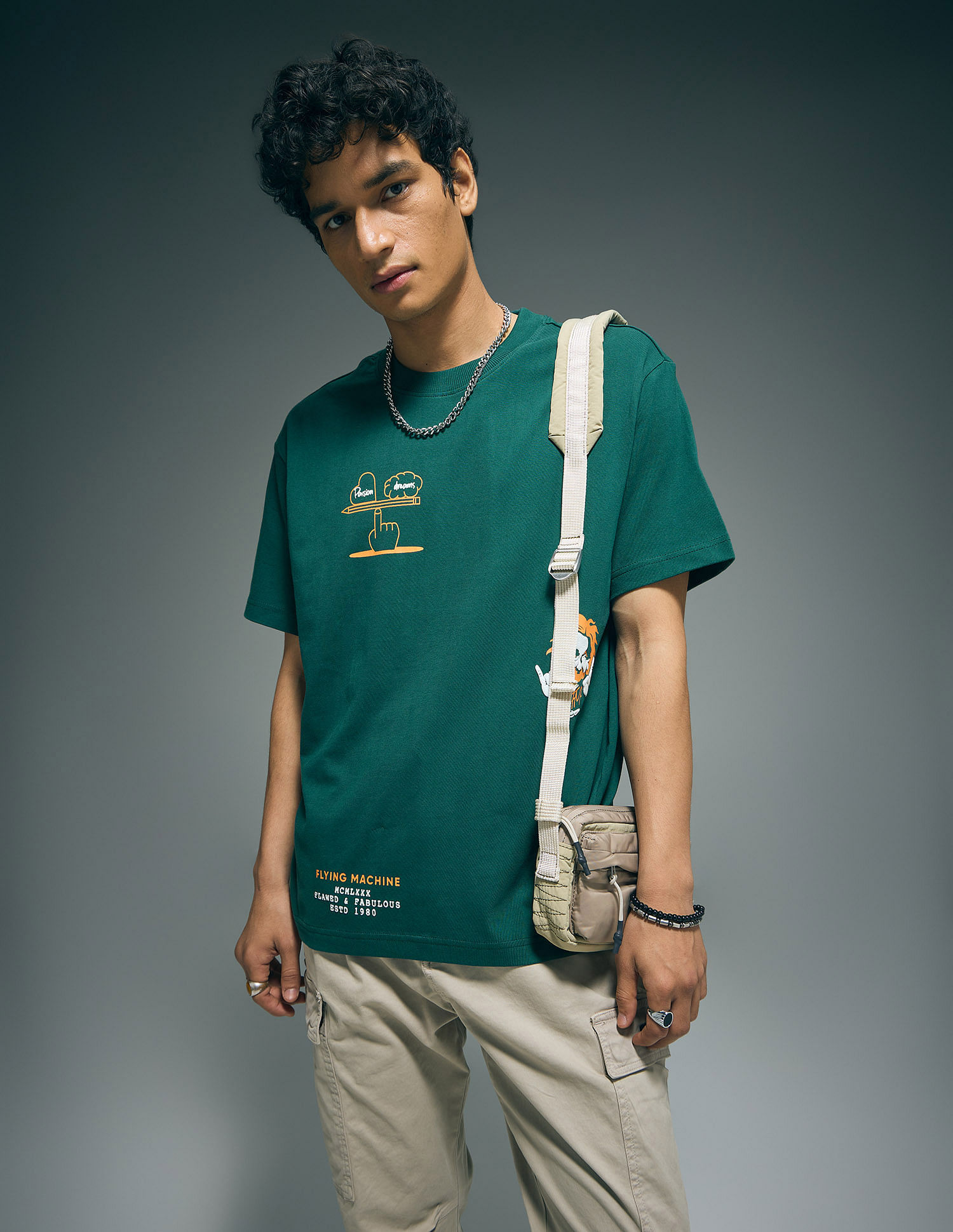 Flying Machine Graphic Print Oversized T-Shirt