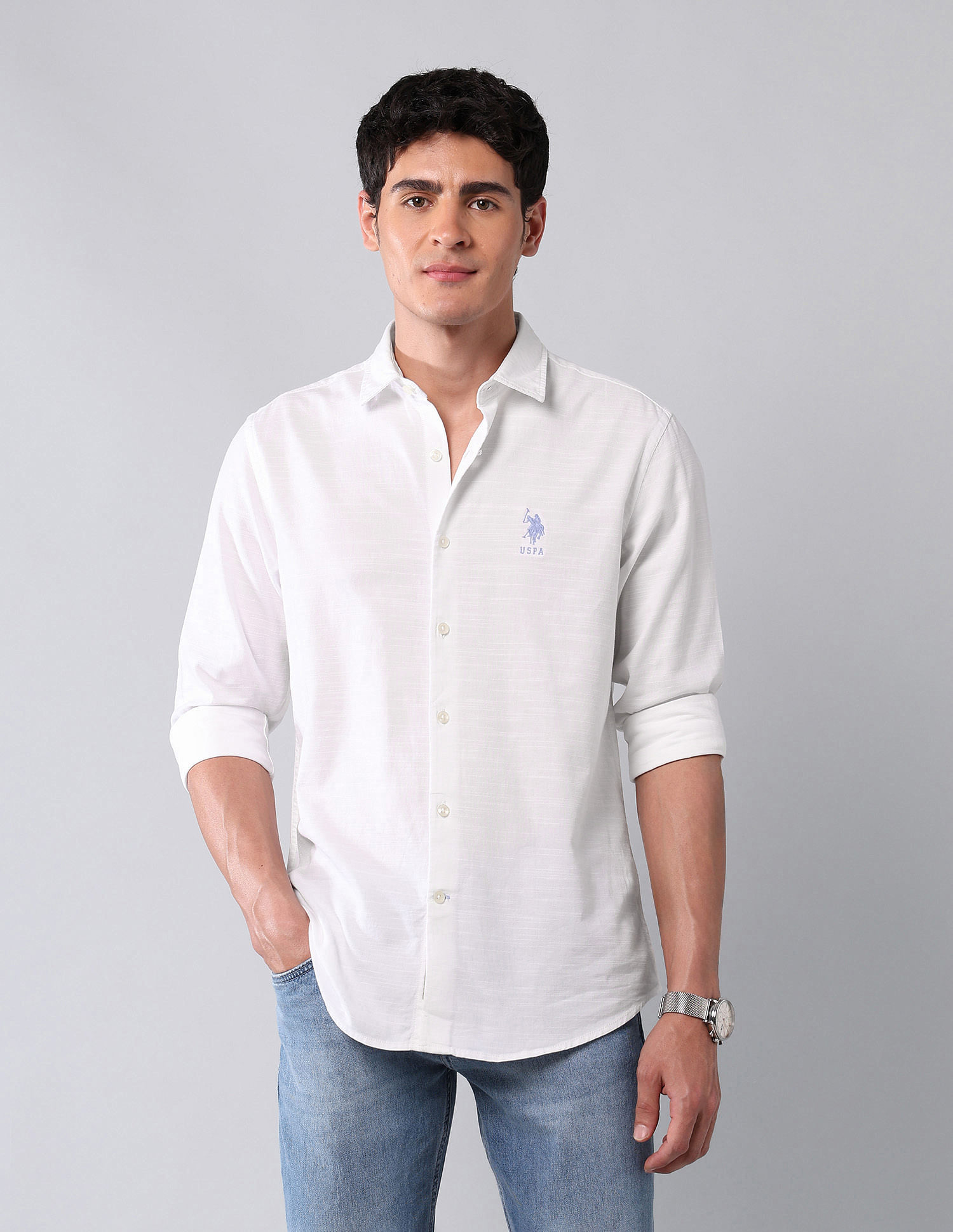 U.S. Polo Assn. Denim Co. Pure Cotton Regular Fit Dobby Shirt