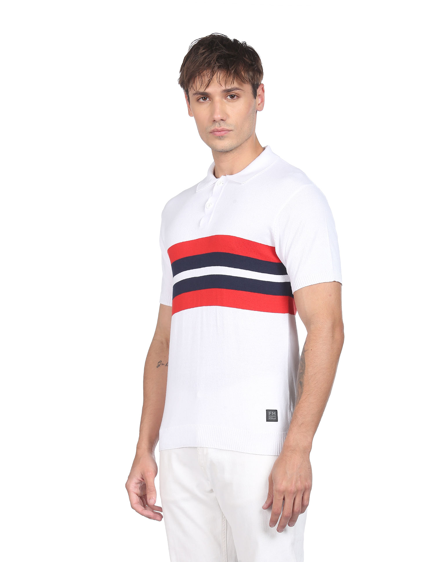 Flying Machine Horizontal Stripe Cotton Polo Shirt