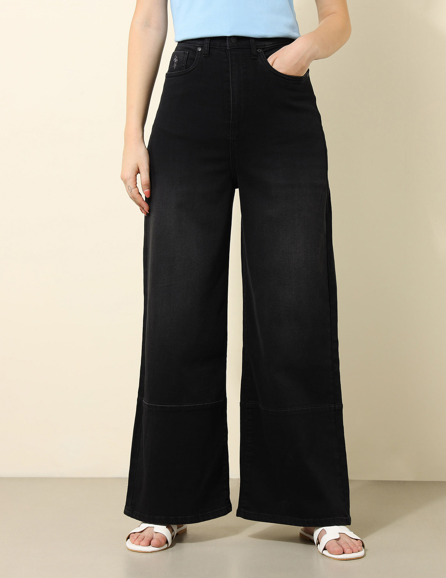 U.S. Polo Assn. Women High Rise Wide Leg Jeans