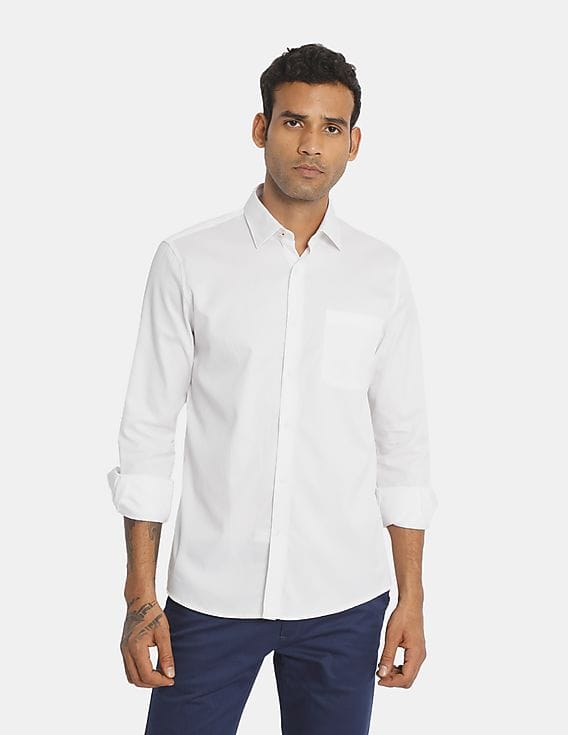Buy Arvind Men White Cotton Striped 