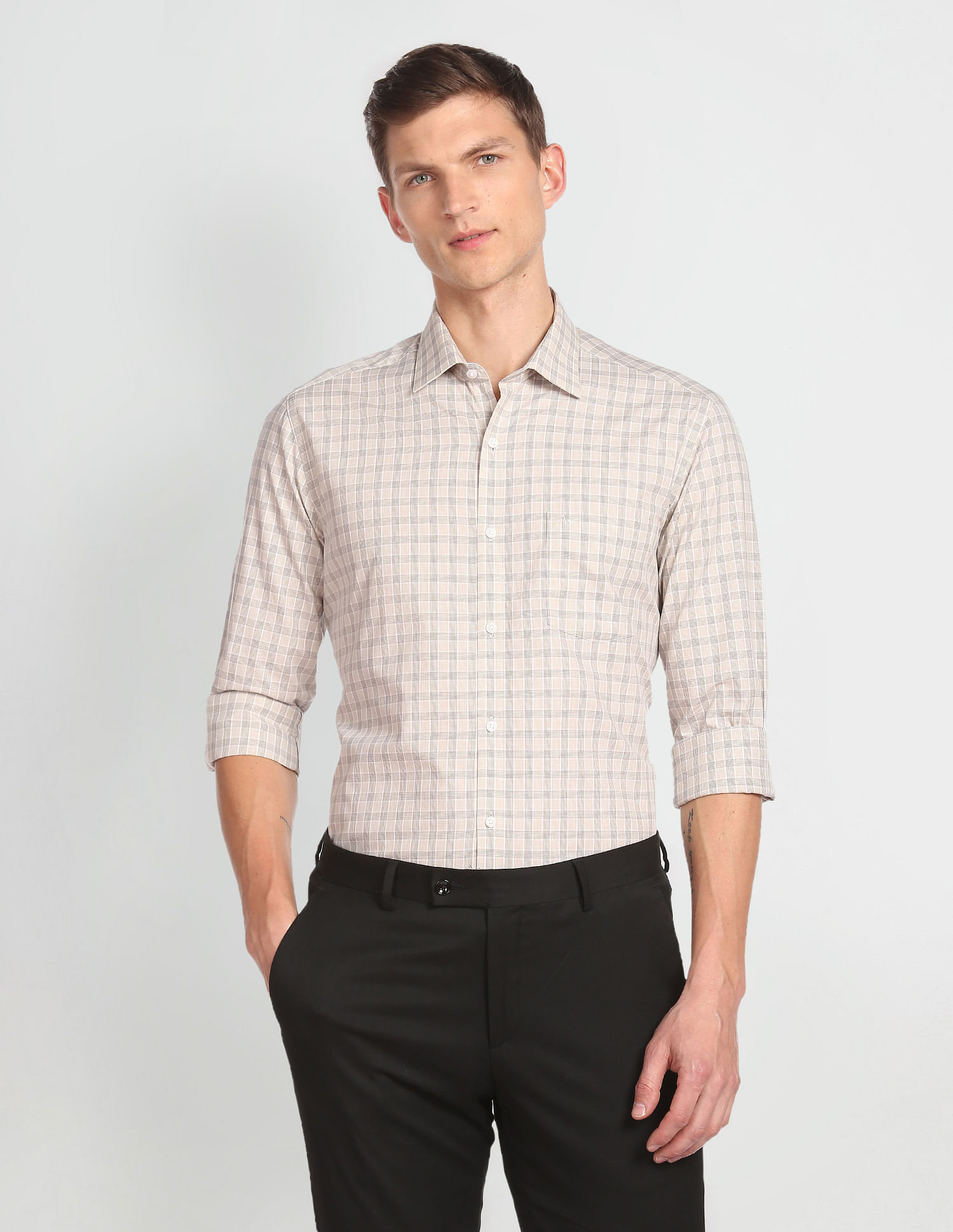 Arrow Tartan Check Manhattan Slim Fit Shirt