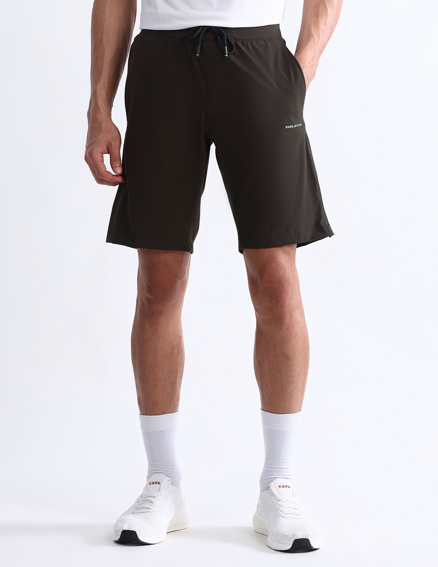 USPA Active Slim Fit Solid Active Shorts