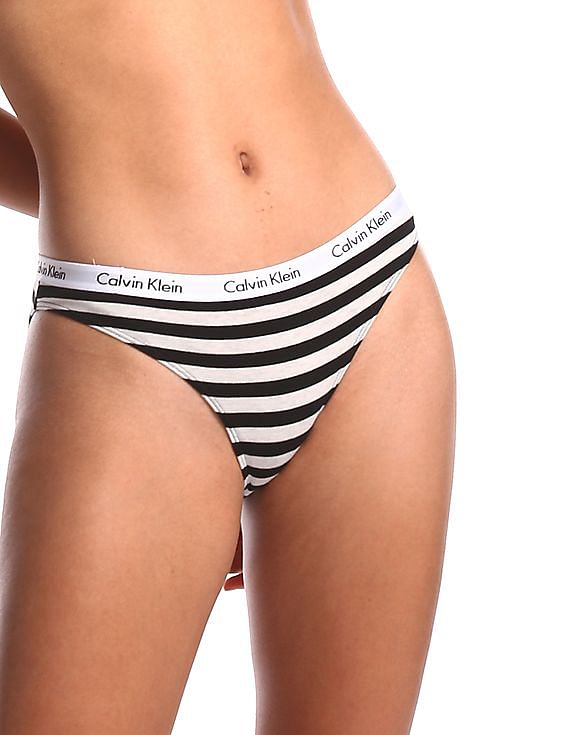 Buy Calvin Klein Underwear Women Black And White Elasticized Waist Striped  Panties - NNNOW.com