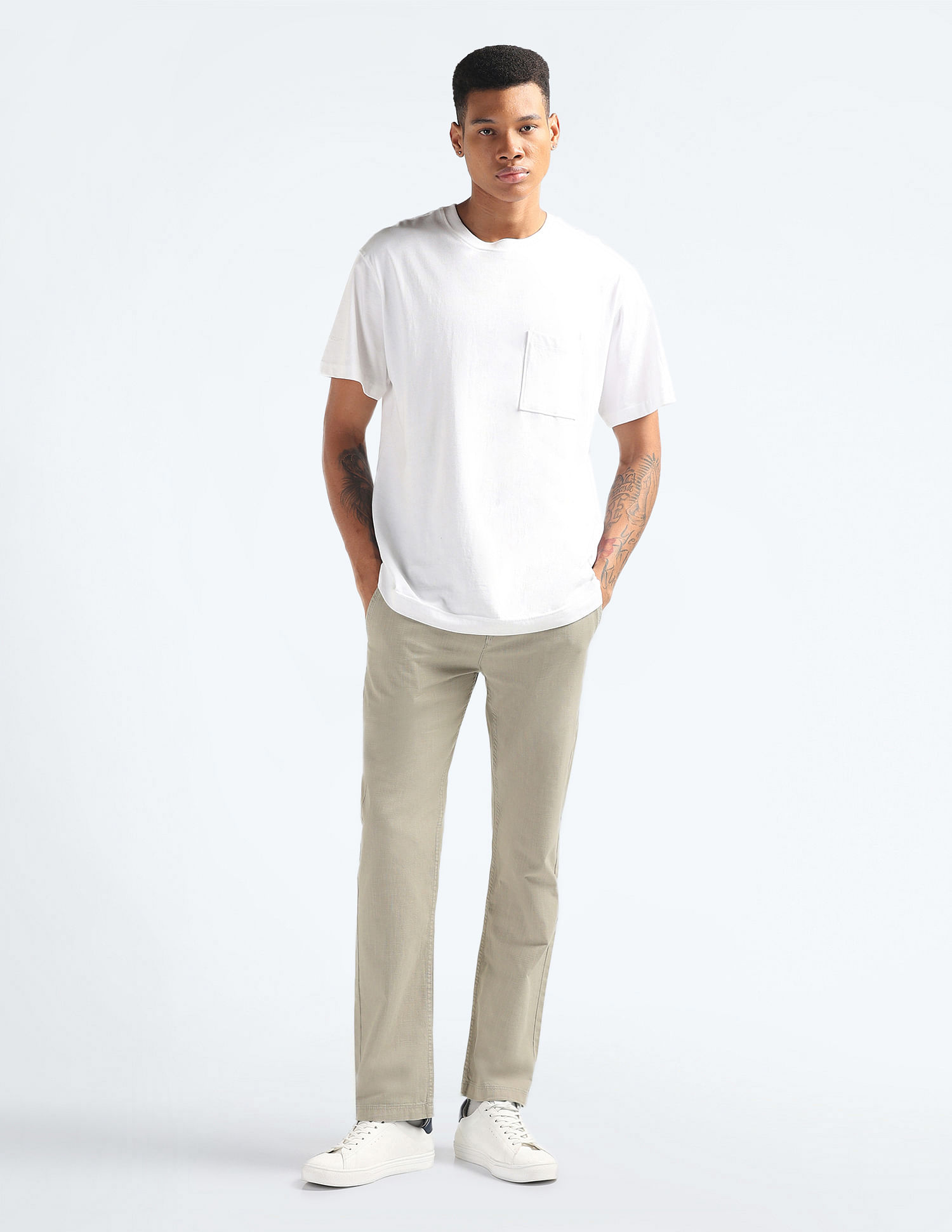 Flying Machine Relaxed Straight Heathered Trousers