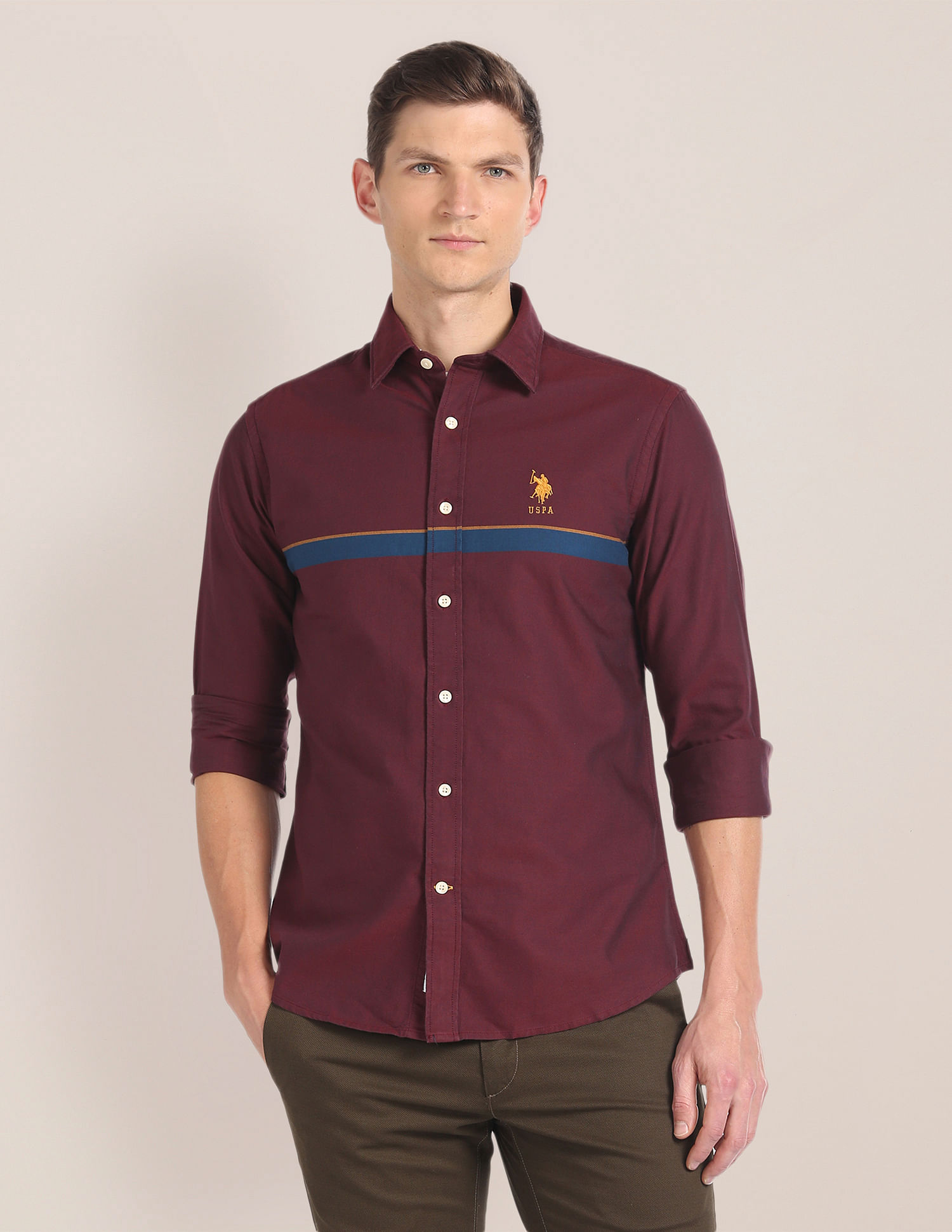 U.S. Polo Assn. Horizontal Stripe Cutaway Collar Shirt