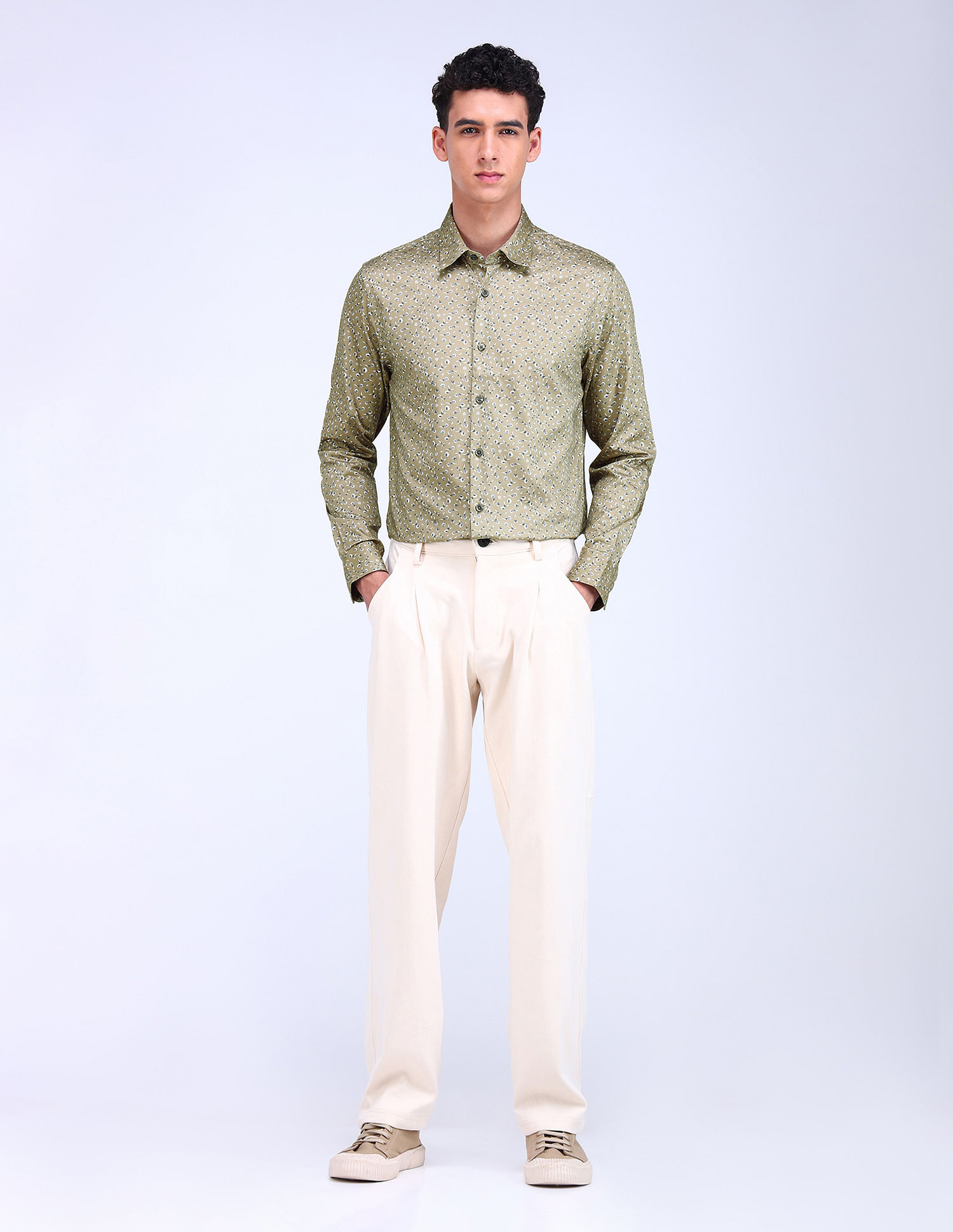 Flying Machine Floral Print Sateen Shirt