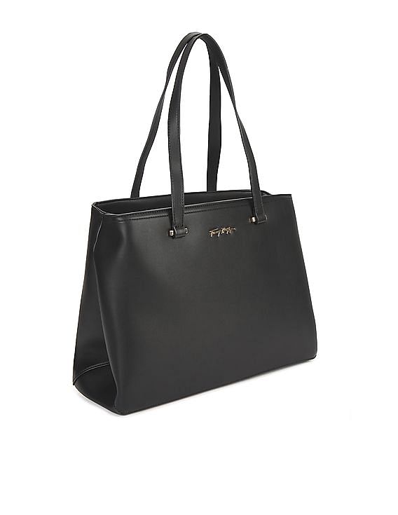 Buy Tommy Hilfiger Women Black Logo Tote Bag With Pouch