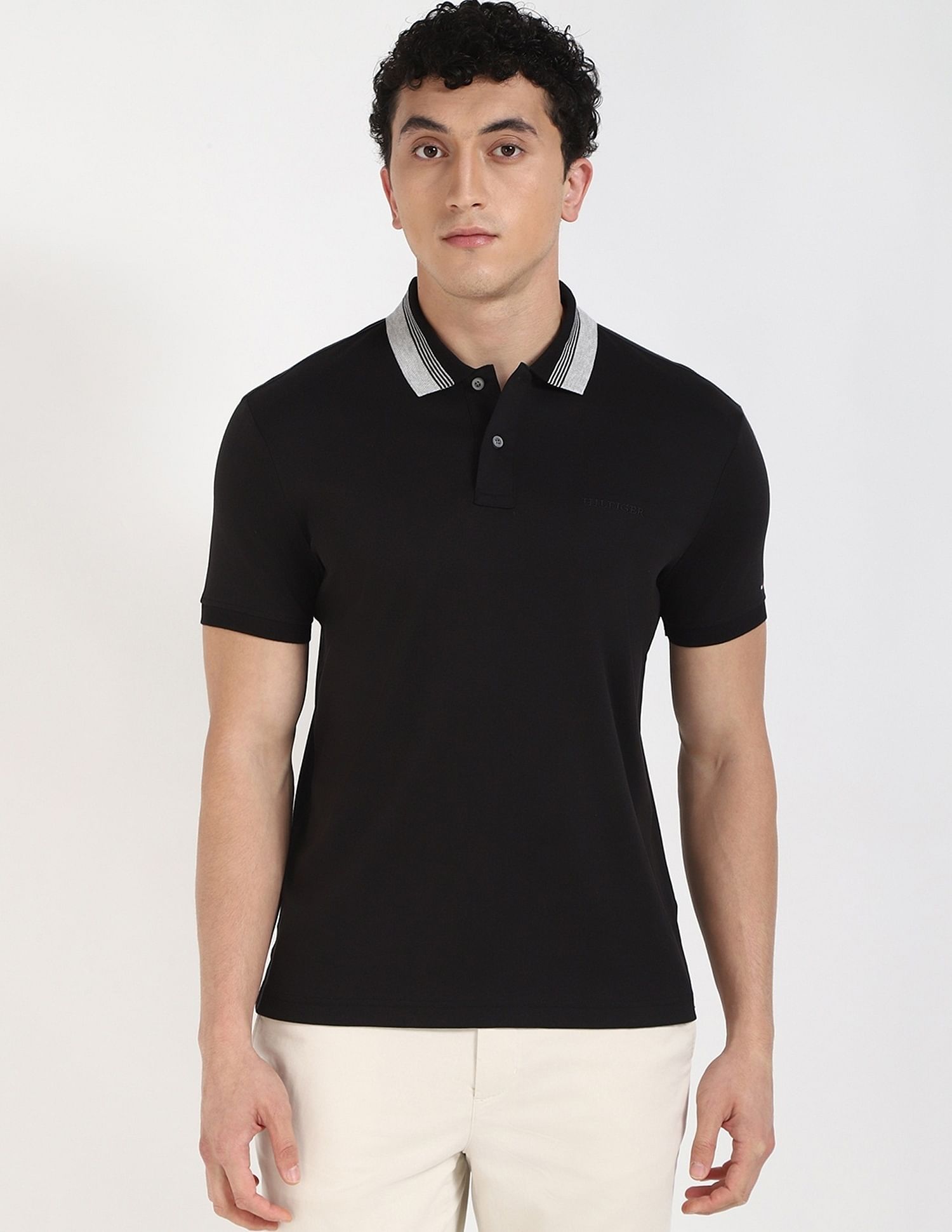 Tommy Hilfiger Solid Regular-Fit Cotton Polo Shirt