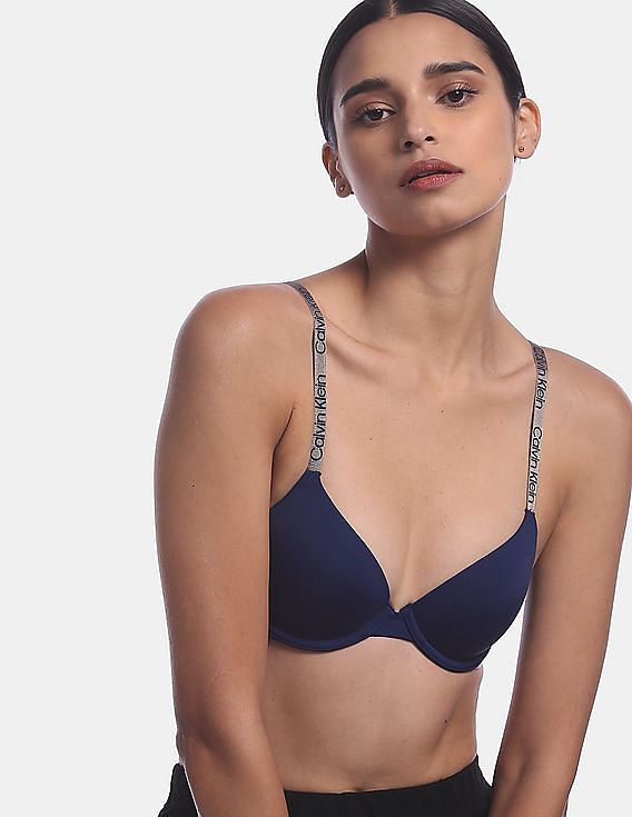 Buy Calvin Klein Underwear Women Navy Icon Micro Lightly Lined Demi Bra 