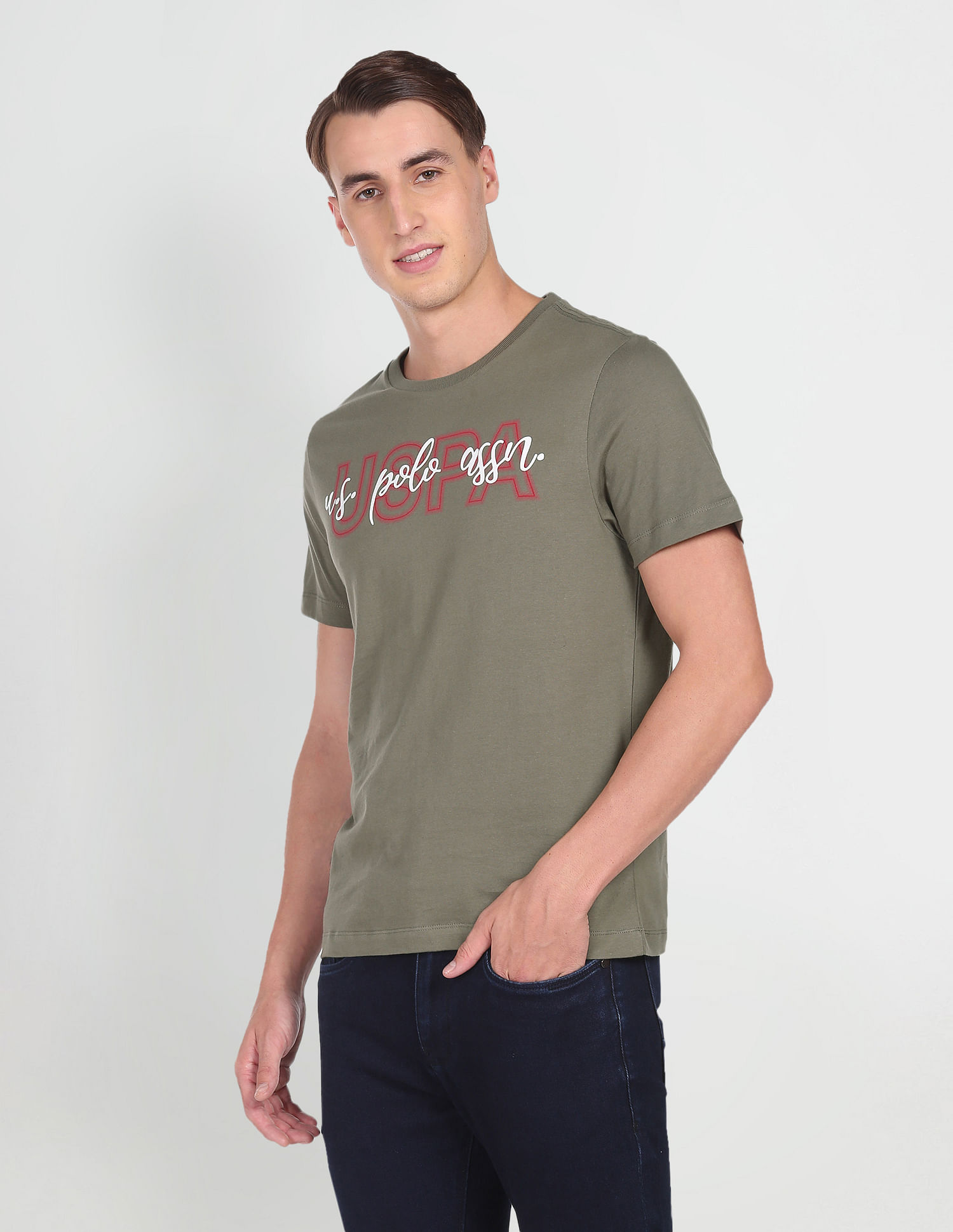 U.S. Polo Assn. Denim Co. Crew Neck Brand Print Cotton T-Shirt