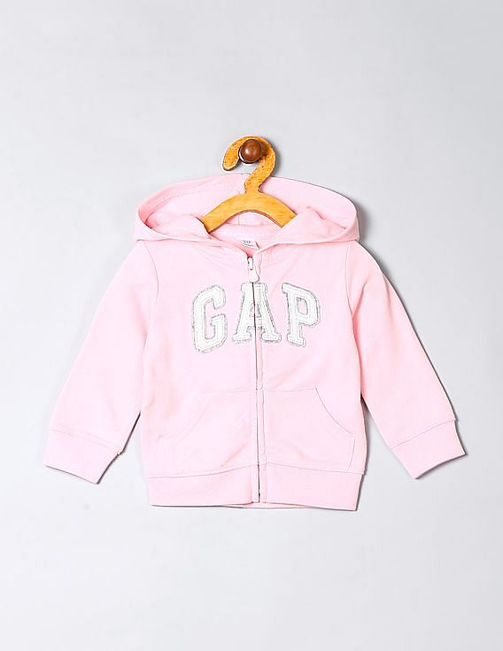 GAP Girls Pink Full Sleeve Hooded Sweatshirt