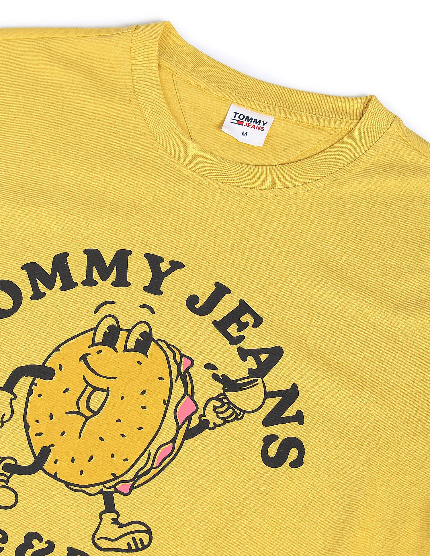 Buy Tommy Hilfiger Men Yellow Tommy Bagels Graphic Print Recycled Cotton T- Shirt | T-Shirts