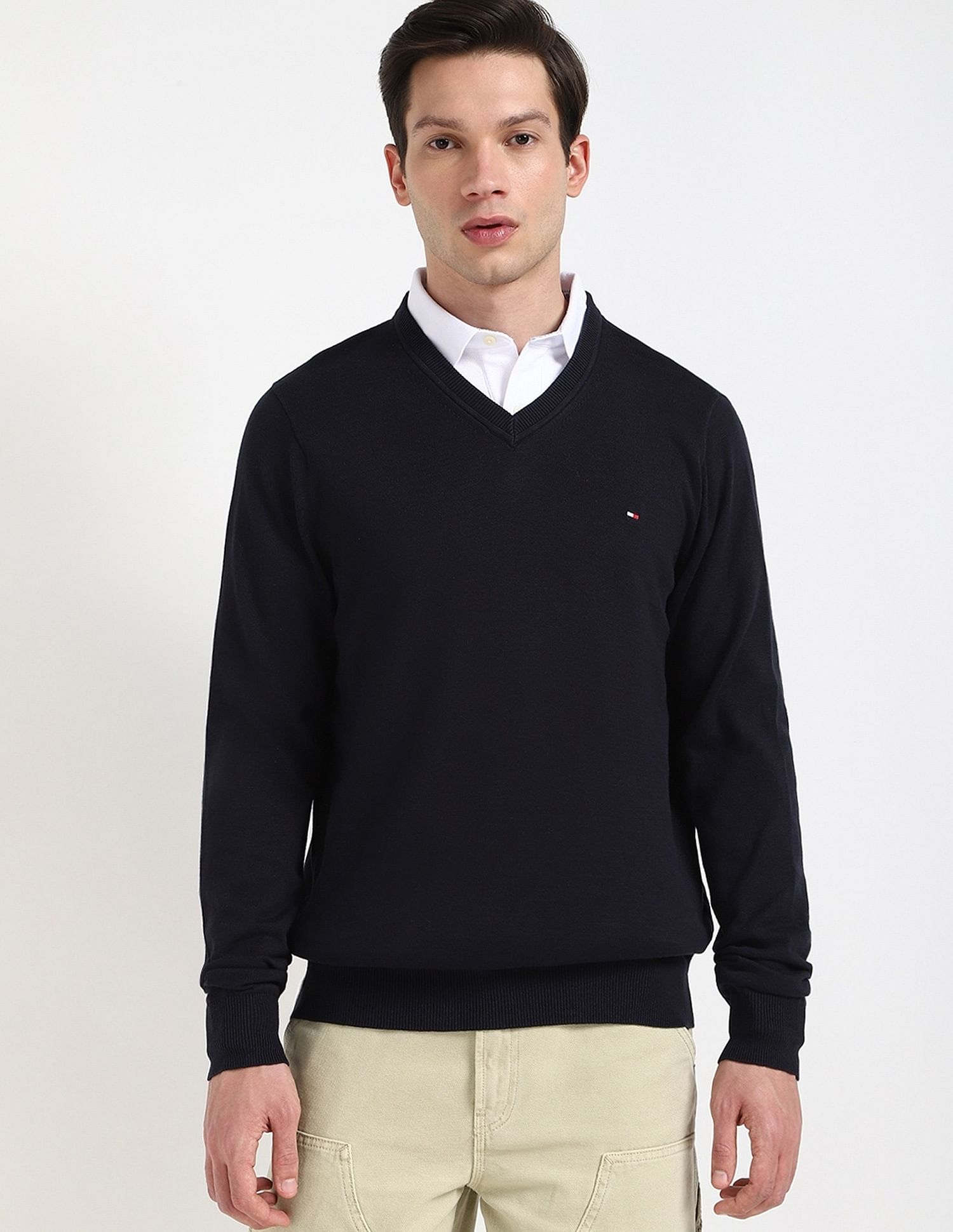 Tommy Hilfiger Solid Regular-Fit Cotton Sweater