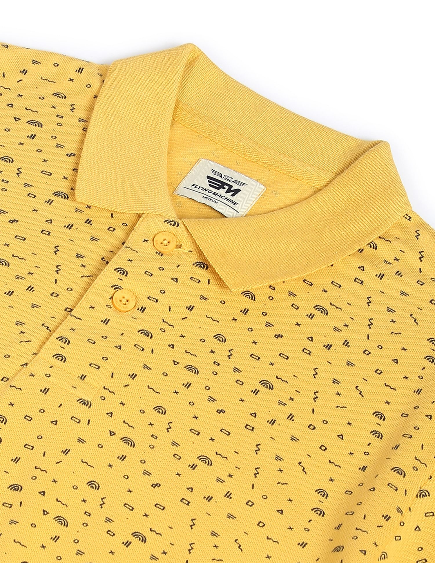 Flying Machine Abstract Print Cotton Polo Shirt