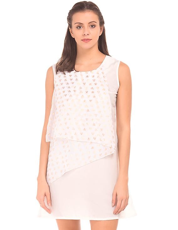 shift dress with overlay