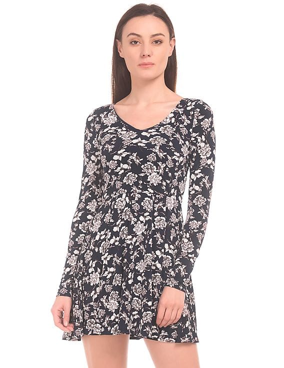 Buy Aeropostale Floral Printed Lace Up Back Skater Dress - NNNOW.com