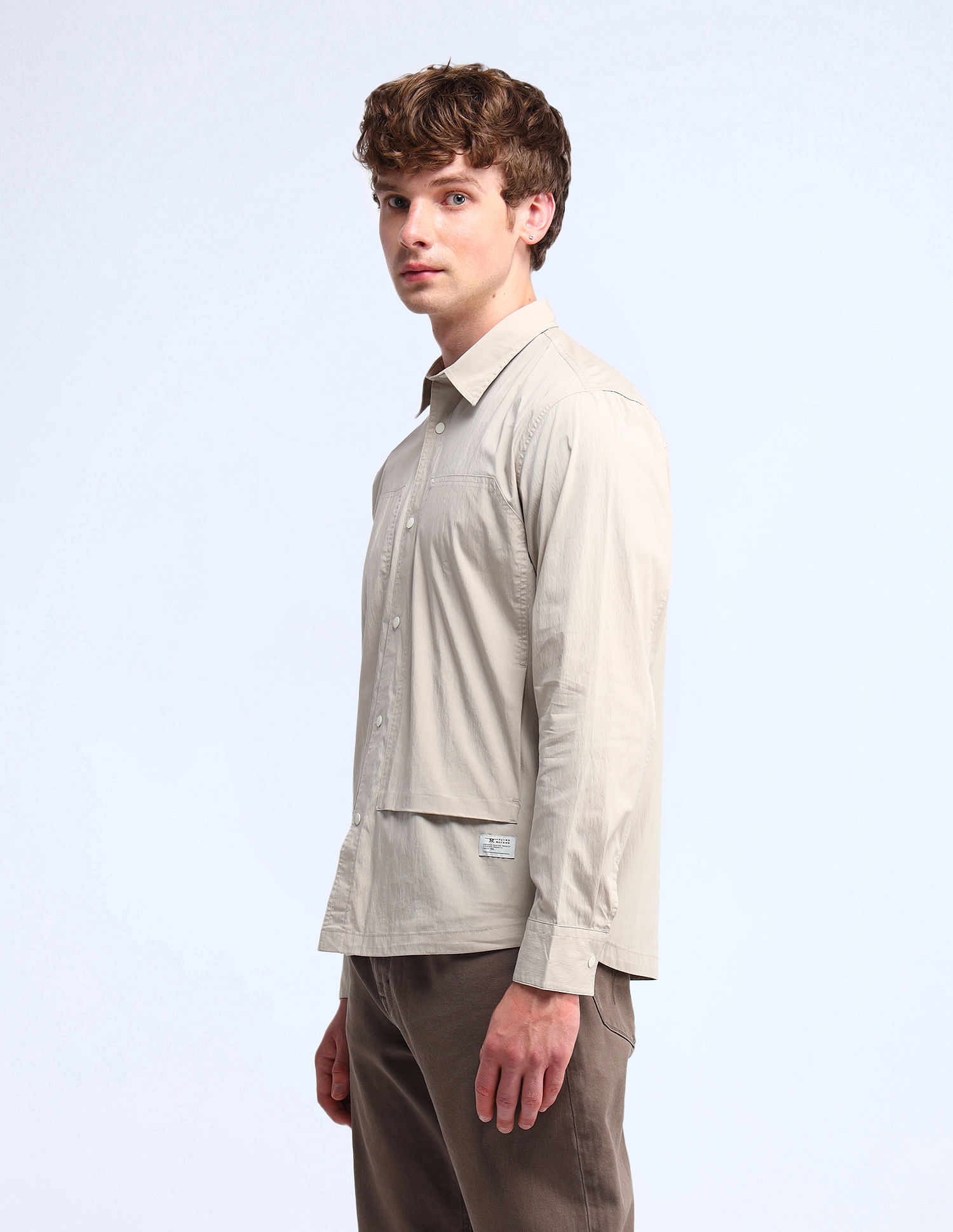 Flying Machine Oversized Fit Solid Twill Shirt