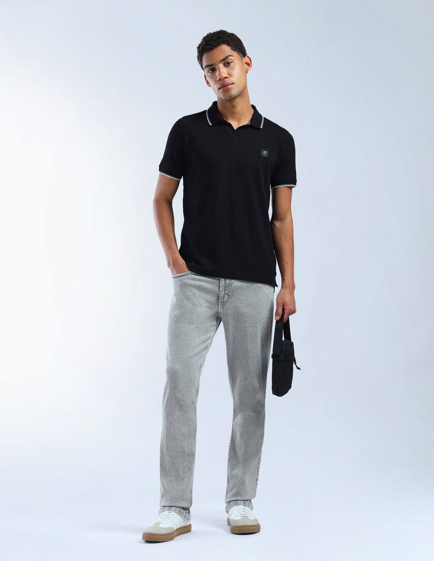 Flying Machine Textured Regular Fit Essentials Polo Shirt