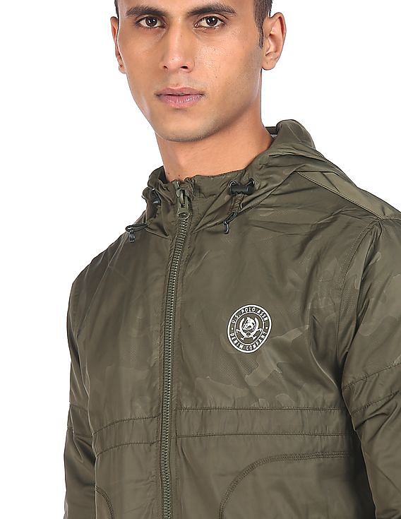 U.S. Polo Assn. High Neck Solid Hooded Jacket