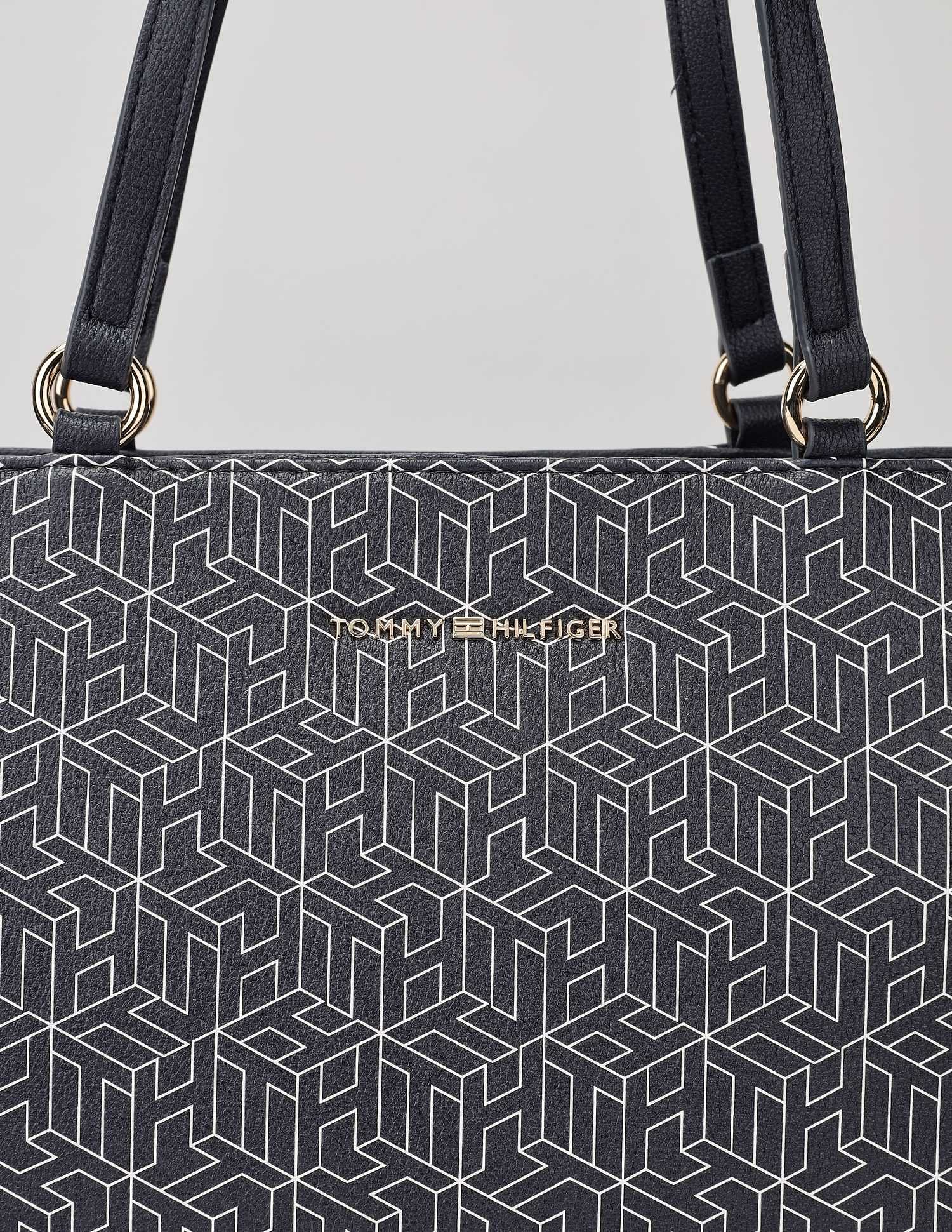 Tommy Hilfiger Logo Blue Pu Tote Bag
