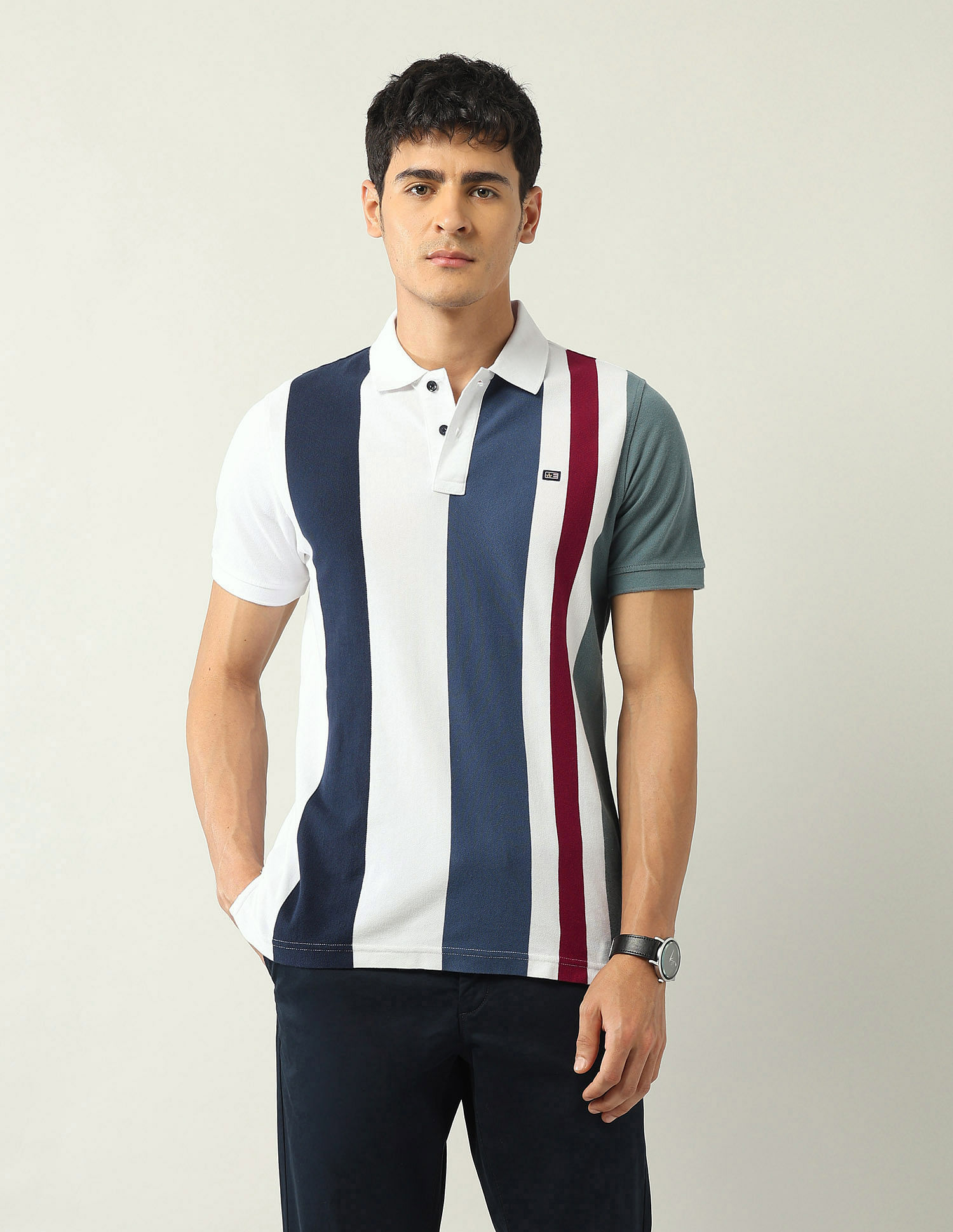 Arrow Sport Vertical Striped Regular Fit Polo Shirt