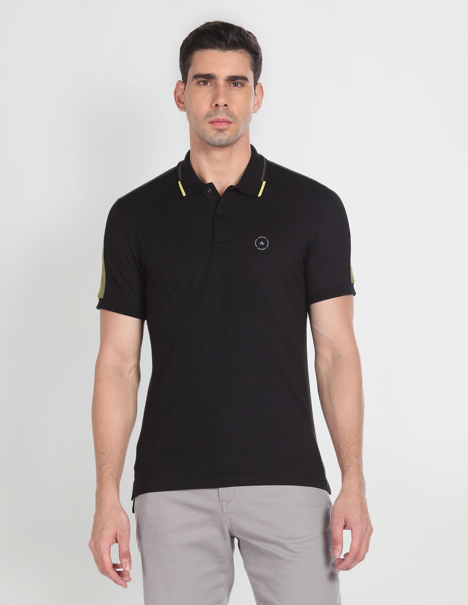 Arrow Newyork Ribbed Collar Solid Polo Shirt