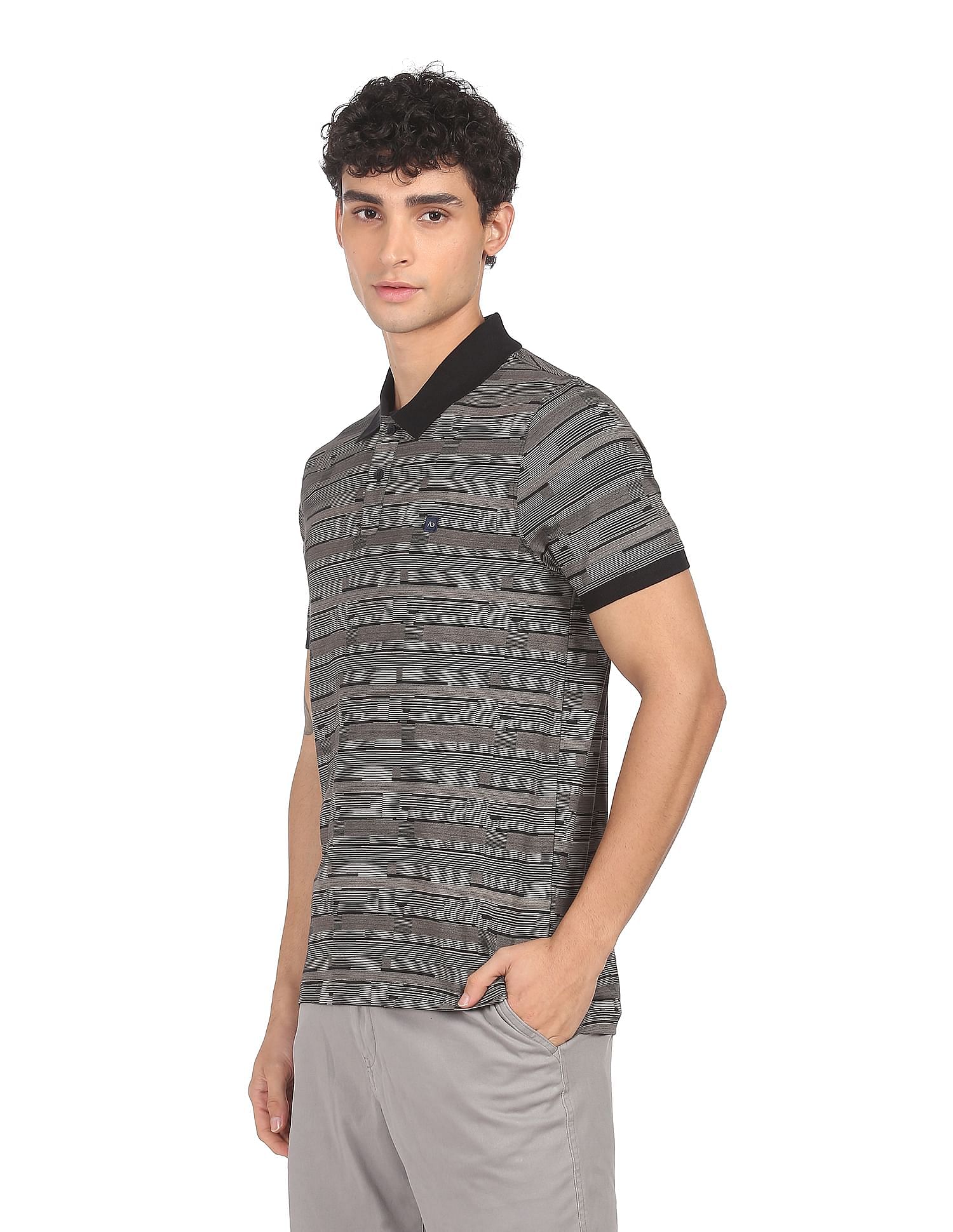 AD by Arvind Cotton Geometric Printed Polo Shirt