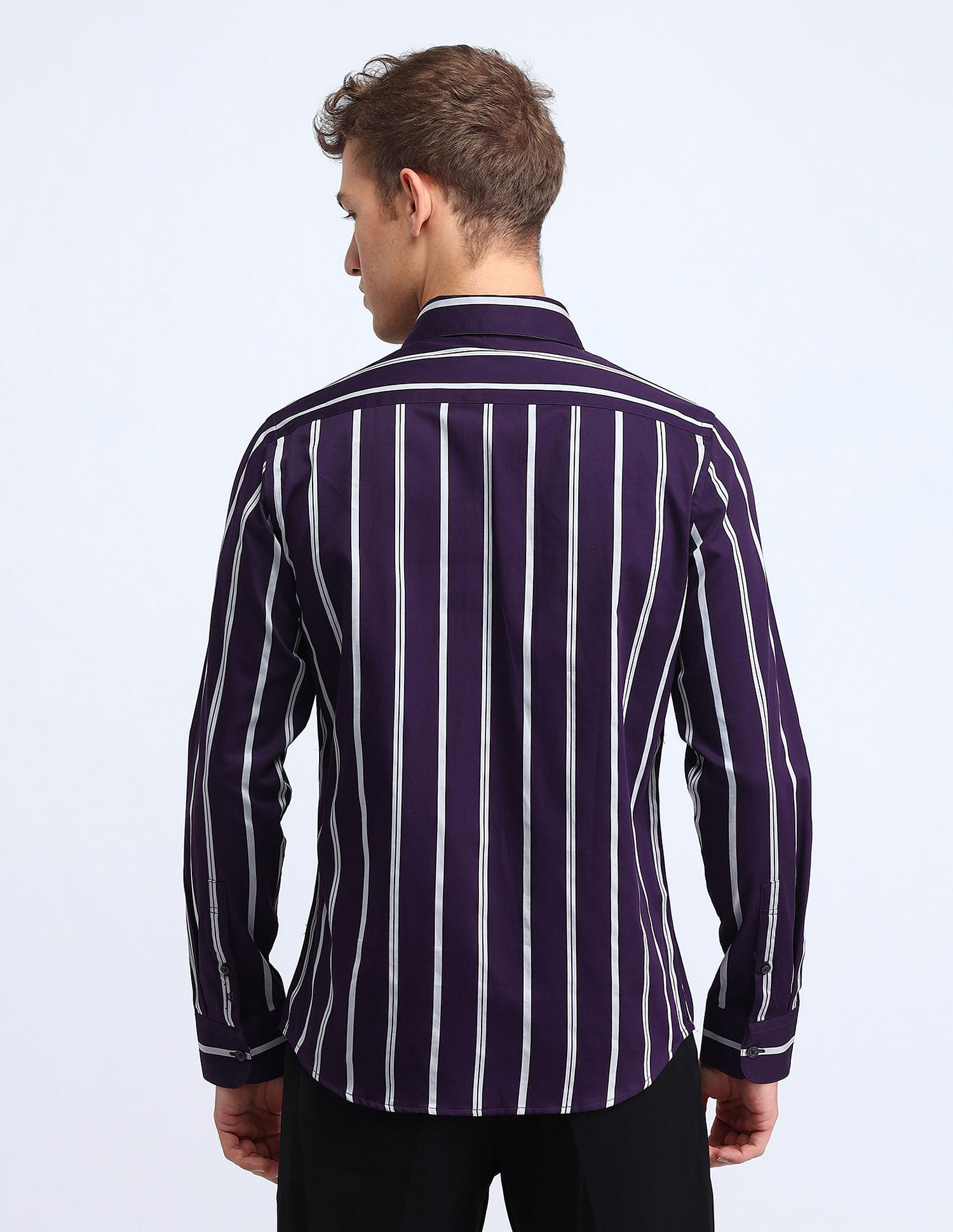 Flying Machine Vertical Striped Satin Shirt