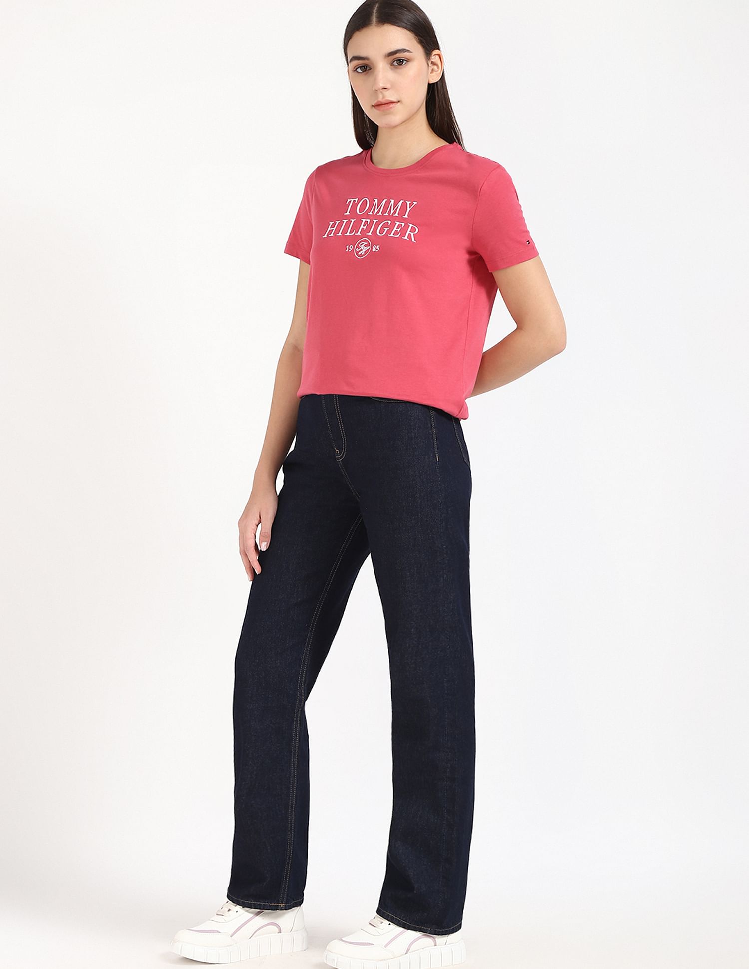 Tommy Hilfiger Red Women's T-shirt for Casual Chic