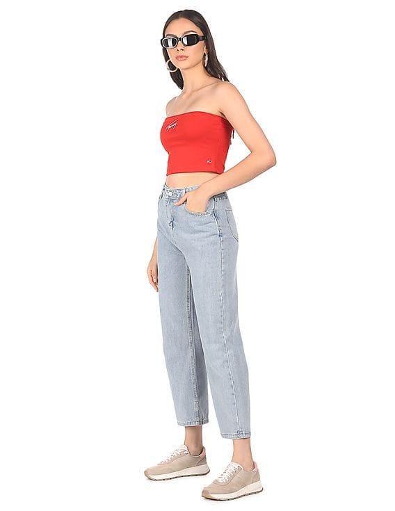 Buy Tommy Hilfiger Women Red Solid Tube Top - NNNOW.com