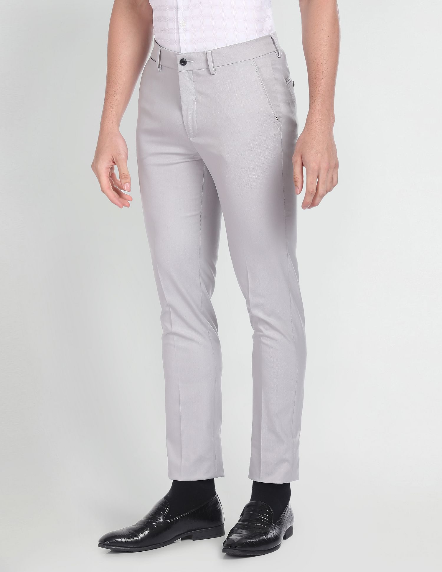 Arrow Newyork Solid Dobby Formal Trousers